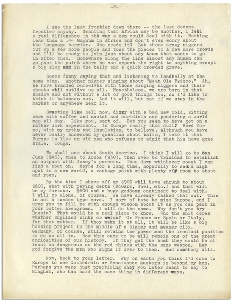 Hunter Thompson 4pp. Letter Signed -- ''you'll have to pardon me for not having the faintest idea what the fuck a trump card is'' & ''a man must literally squeeze his own balls to write a good book''
